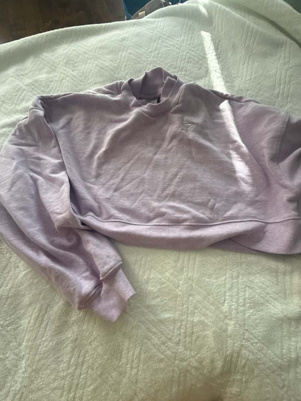 Gymshark Rest Day Sweats Cropped Pullover Mock Neck Sweatshirt Aura Lilac Marl S